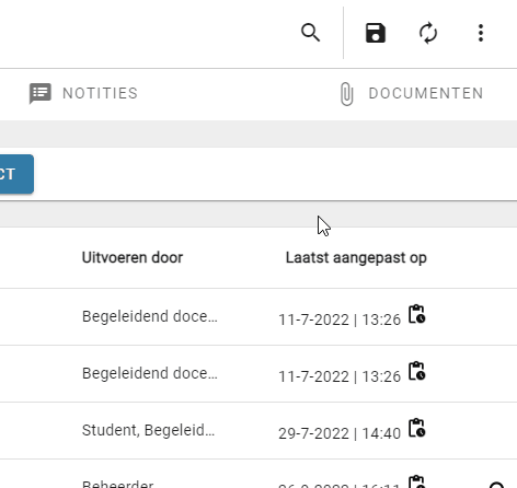 acties dropdown