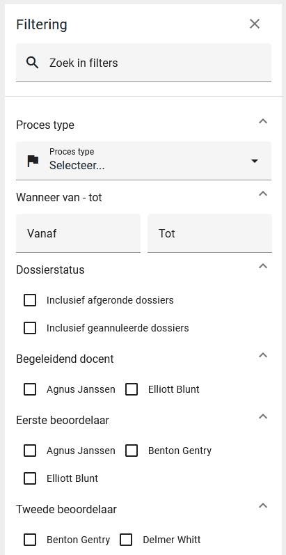 Zoeken in filtering