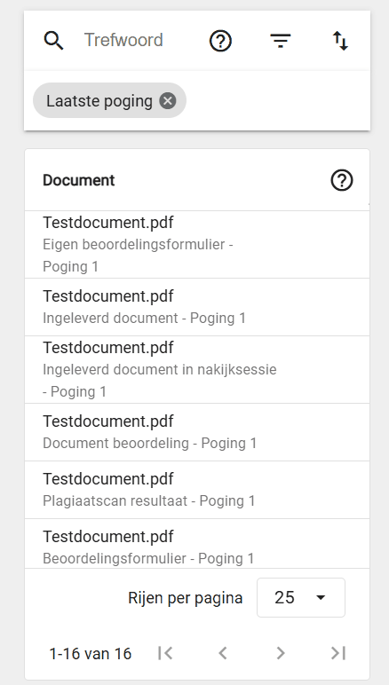 Documententab mobiel