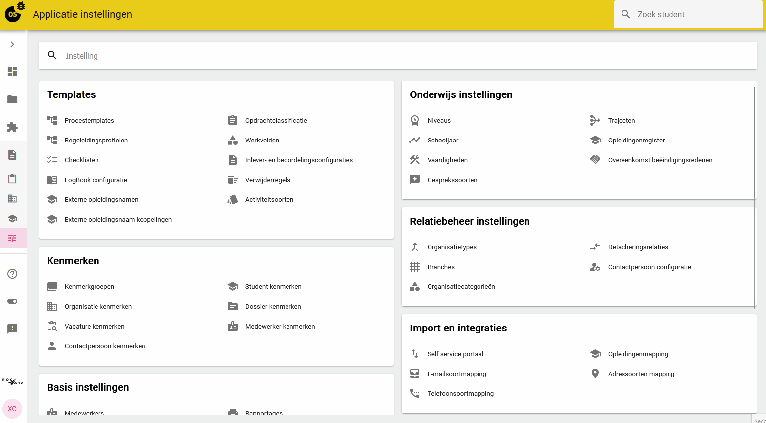Applicatie instellingen
